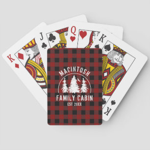 Family Name Cabin Rustic Red Black Plaid Playing Cards