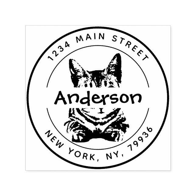 Family Name Cat Custom Return Address Self-inking Stamp (Design)