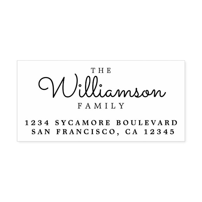 Family Name Chic Script Return Address Rubber Stamp (Imprint)
