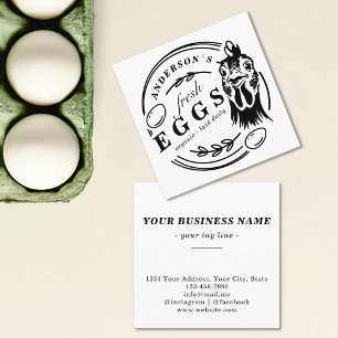 Family Name Chicken Egg Farm Round Decorative Square Business Card