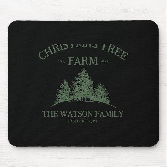 Family Name Christmas Tree Farm Retro  Mouse Pad (Front)