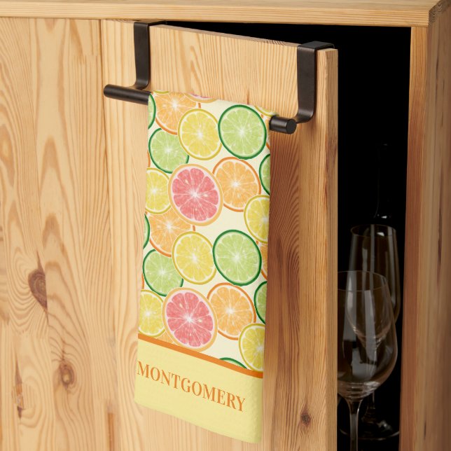 Family Name Citrus Slices Kitchen Towel (Thirds Fold)