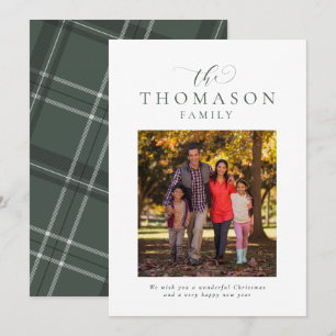 Family name classic elegant one-photo Christmas Holiday Card