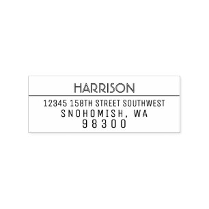 Family Name Create Your Own Return Address 4 line Rubber Stamp