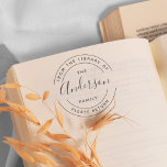 Family Name | Create Your Own Round Library Book Rubber Stamp<br><div class="desc">Simple,  clean,  modern design stamp for your personal library books. Easy to personalize with your family name. Great gift for any book lover. The typography comprises a modern sans serif typeface in graceful arcs. Your family name appears in centre place in an elegant script font.</div>