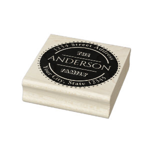 Family Name, Create Your Own Round Return Address Rubber Stamp