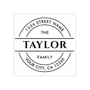 Family Name   Create Your Own Round Return Address Rubber Stamp