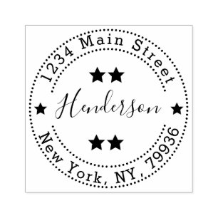 Family Name Create Your Own Round Return Address Rubber Stamp