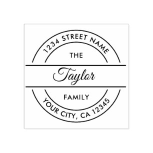 Family Name   Create Your Own Round Return Address Rubber Stamp