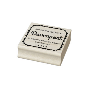 Family Name Create Your Own Square Return Address Rubber Stamp