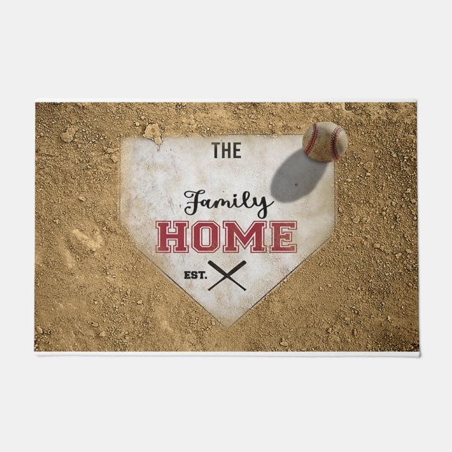 Family Name Customized Rug, Baseball Family Doormat (Front)