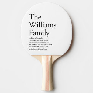 Family Name Definition Black and White Fun Ping Pong Paddle