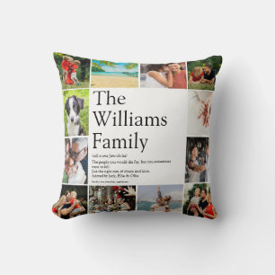 Family Name Definition Photo Collage Fun Throw Pillow
