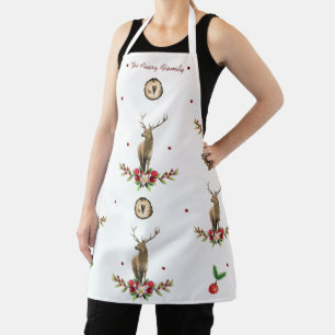 Family Name Elegant Christmas Pattern Apron
