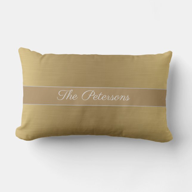 Family name Elegant Metallic Ombre Solid Gold Lumbar Pillow (Front)