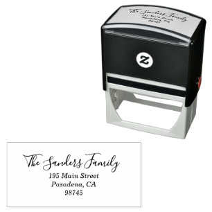 Family Name Fancy Script Return Address Self-inking Stamp