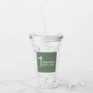Family Name Farm Rustic Windmill Sage Green  Acrylic Tumbler