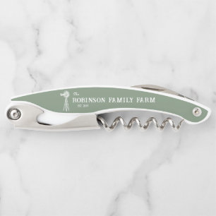 Family Name Farm Rustic Windmill Sage Green Corkscrew