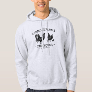 Family Name Farmhouse Hen Chicks Rooster Hoodie