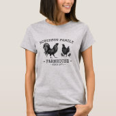 Family Name Farmhouse Hen Chicks Rooster T-Shirt (Front)
