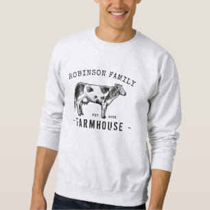 Family Name Farmhouse Rustic Dairy Milk Cow Sweatshirt