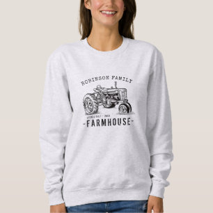 Family Name Farmhouse Rustic Vintage Tractor Sweatshirt
