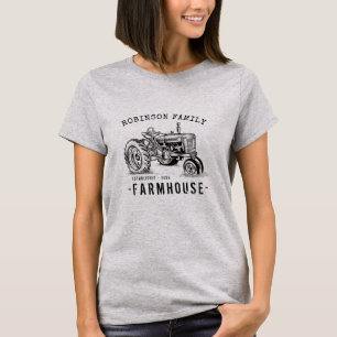 Family Name Farmhouse Rustic Vintage Tractor T-Shirt