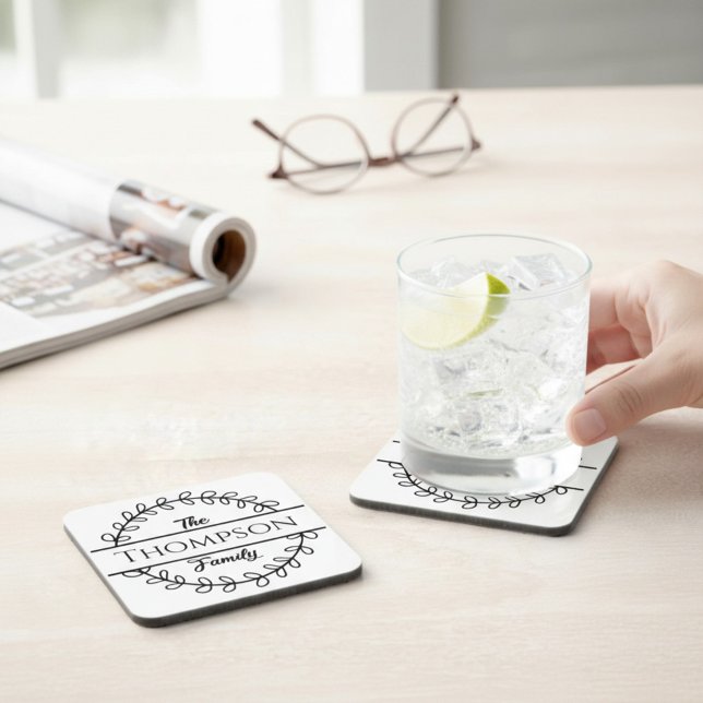 Family Name Floral Wreath Coaster (Creator Uploaded)