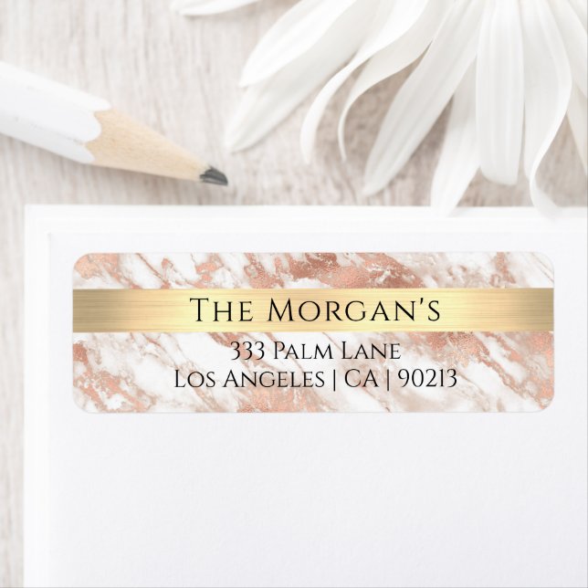 Family Name Gold Band White & Rose Gold Marble Vs2 (Insitu)