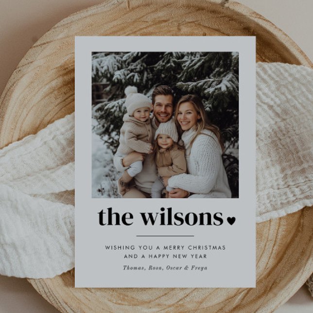Family Name Heart Photo Holiday Card (Creator Uploaded)