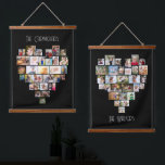 Family Name Heart Shape Photo Collage 58 Pic Black Hanging Tapestry<br><div class="desc">Custom photo display on large wall hanging, further personalized with your family names. The photo template displays your pictures in a heart shaped photo collages which hold 29 images each. Your photos are displayed in a mix of square, landscape and portrait formats and, if you have any problems with placement,...</div>