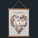 Family Name Heart Shaped Photo Collage 29 Pictures Hanging Tapestry<br><div class="desc">Custom photo display on large wall hanging, further personalized with your family name. The photo template displays your pictures in a heart shaped photo collage which holds 29 images. Your photos are displayed in a mix of square, landscape and portrait formats and, if you have any problems with placement, you...</div>