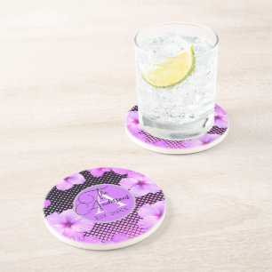 Family Name Hot Pink Hibiscus    Coaster