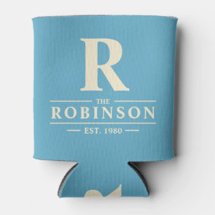 Family Name & Initial Aqua Sky Can Cooler