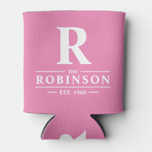 Family Name & Initial Pink Can Cooler