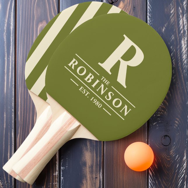 Family Name & Initial Polo Striping Sweet Olive Ping Pong Paddle (Creator Uploaded)