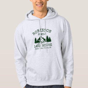 Family Name Lake House Forest Green Silhouette Hoodie