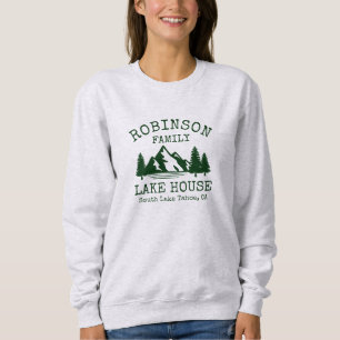 Family Name Lake House Forest Green Silhouette Sweatshirt