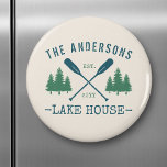 Family Name Lake House Rustic Oars Pine Trees Magnet<br><div class="desc">A beautiful, rustic themed magnet, featuring your family name and lake house, cabin, cottage or other desired text and its established date, all in rustic style typography. This unique, custom design features teal blue boat oars, paddles and pine trees in soft green. The designs cream base colour is easily customizable...</div>