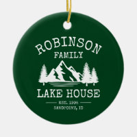 Family Name Lake House Trees Forest Green