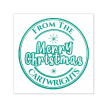 Family name Merry Christmas greeting snowflake