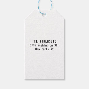 Family Name Modern Plain Professional Black White Gift Tags