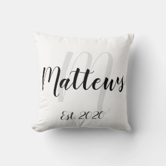 Family Name Monogram and Est. Date Throw Pillow