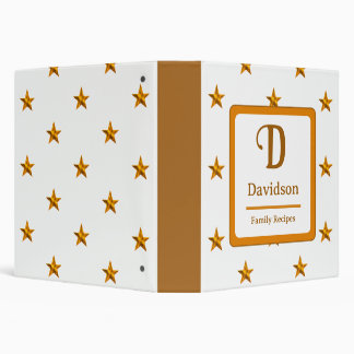 Family Name Monogram Gold Star Initial Recipe Binder