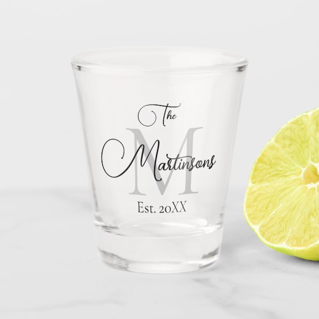 Family Name Monogram Personalized Shot Glass (Front)
