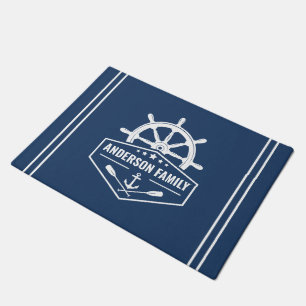 Family Name Nautical Anchor Oars Ships Helm Stars Doormat