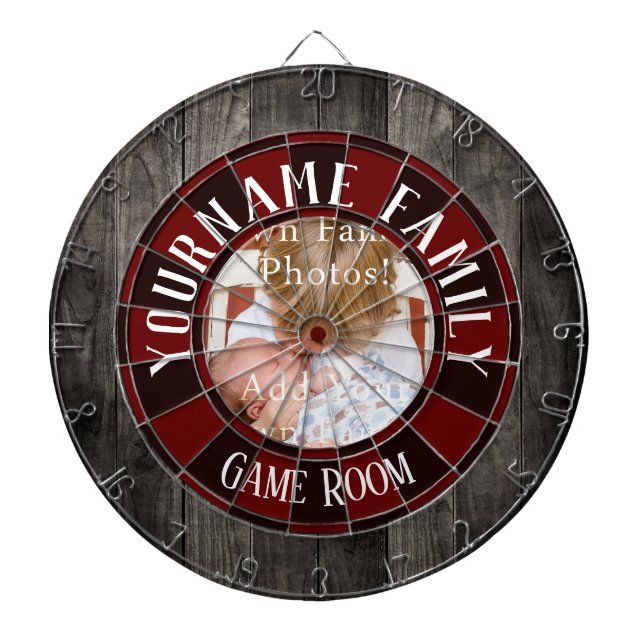 Family Name One Photo Game Room Dartboard (Front)