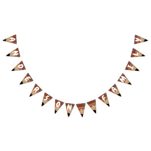 Family Name Orange Yellow Sunset Behind Mountains Bunting Flags