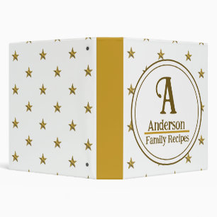 Family Name Organizer Gold Star Monogram Recipe Binder