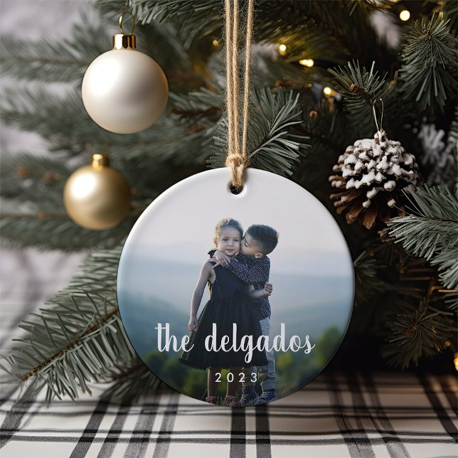 Family Name Overlay | Photo Ceramic Ornament (Creator Uploaded)